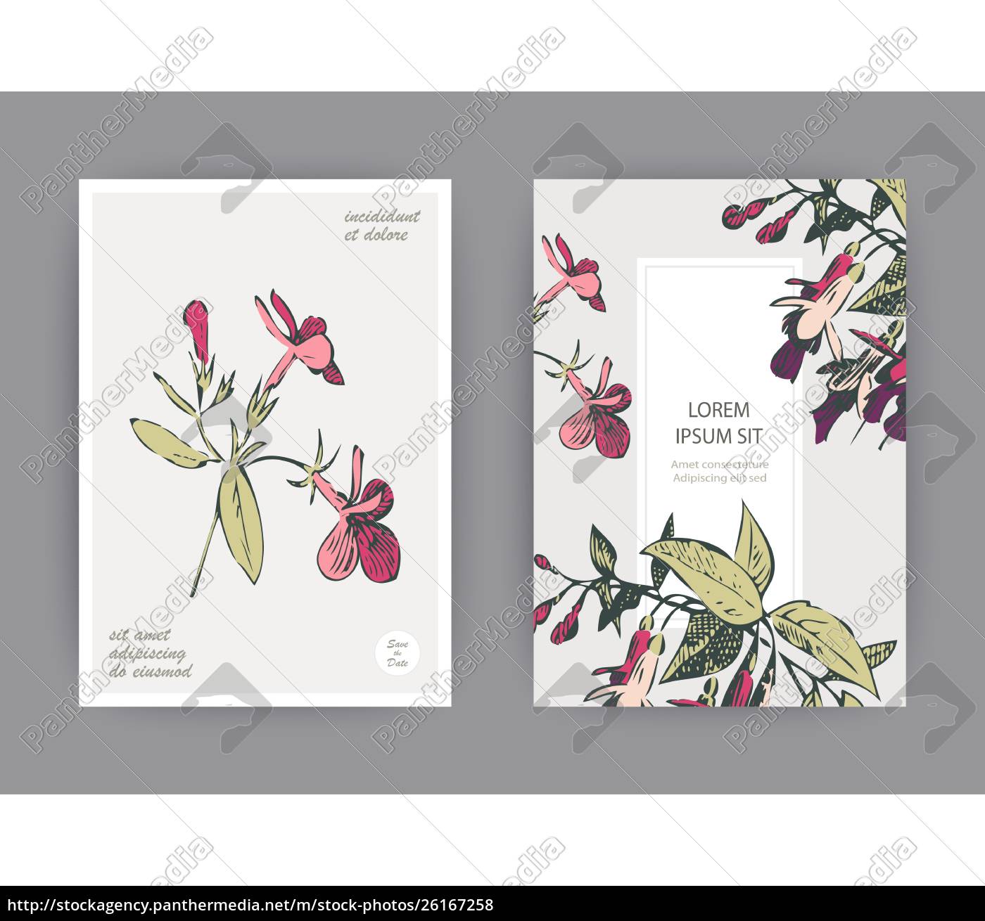 Botanische Hochzeit Einladung Karte Vorlage Design Von Stock Photo Bildagentur Panthermedia