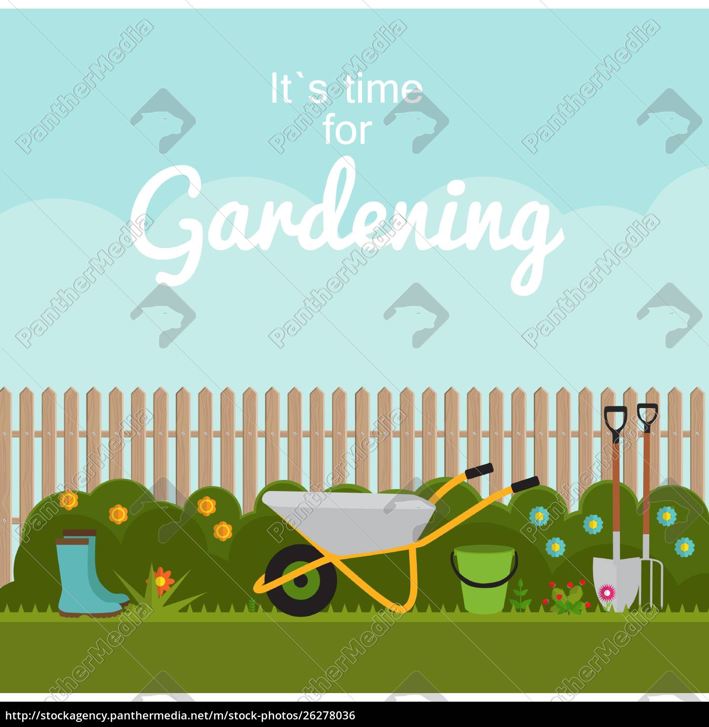 Gartenarbeit Flachgrund Vector Illustration. Garden - Lizenzfreies Foto ...