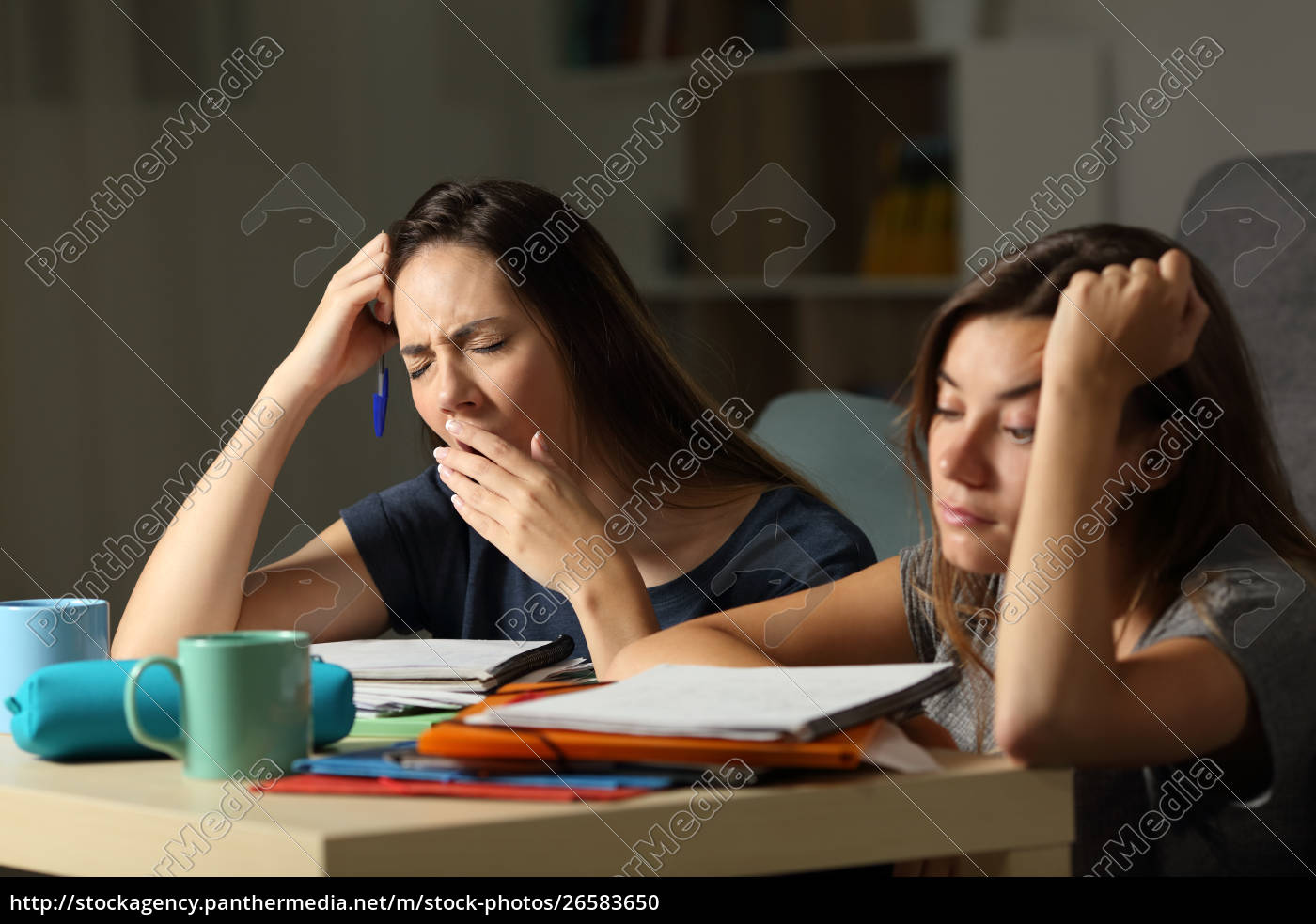 Mude Studenten Studieren In Der Nacht Zu Hause Stock Photo 26583650 Bildagentur Panthermedia