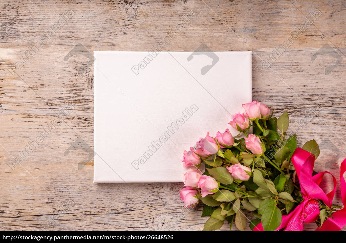 Leere Karte Mit Rosen Blumenstrauss Stockfoto Bildagentur Panthermedia