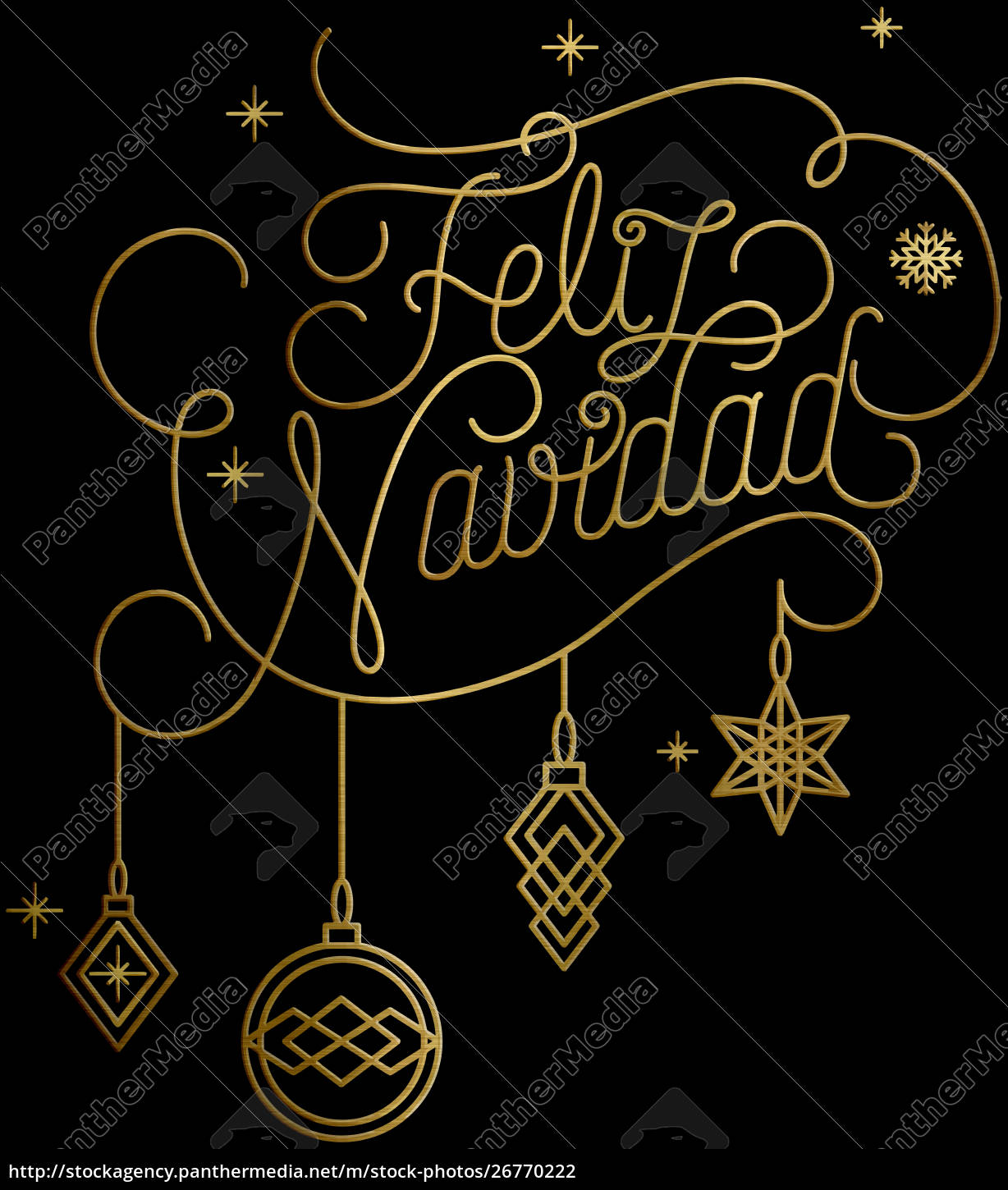 Frohe Weihnachten Ubersetzung Feliz Navidad Golden Stock Photo 26770222 Bildagentur Panthermedia