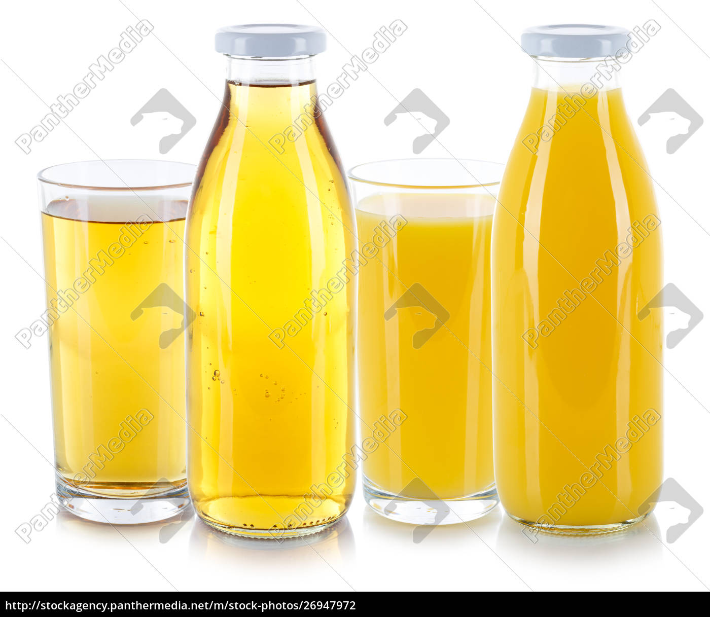 Apfel Und Orangensaft Getranke Frische Glasflasche Lizenzfreies Foto Bildagentur Panthermedia