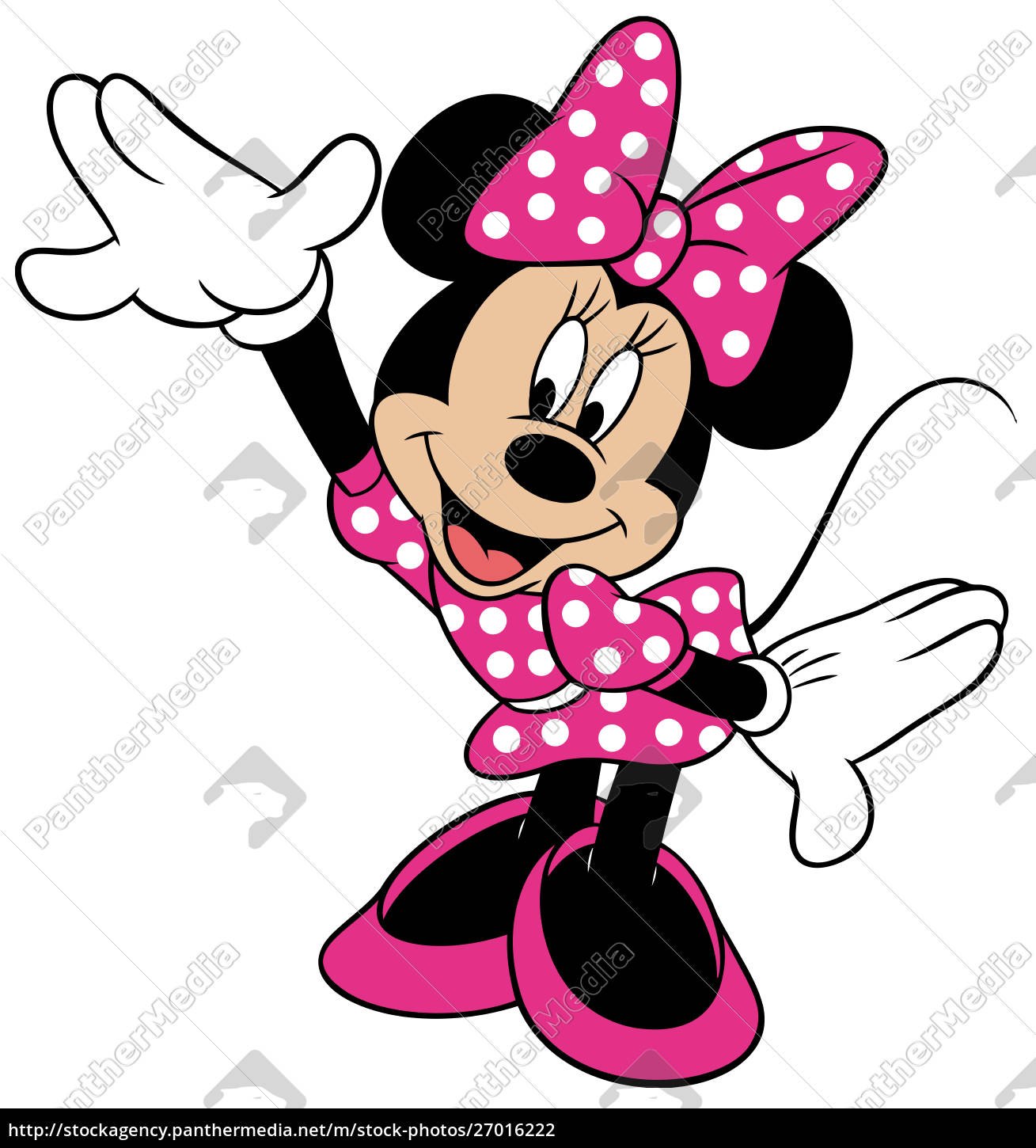 minnie Maus rosa Kleid hallo Grüße Illustration - Lizenzpflichtiges Bild  #27016222