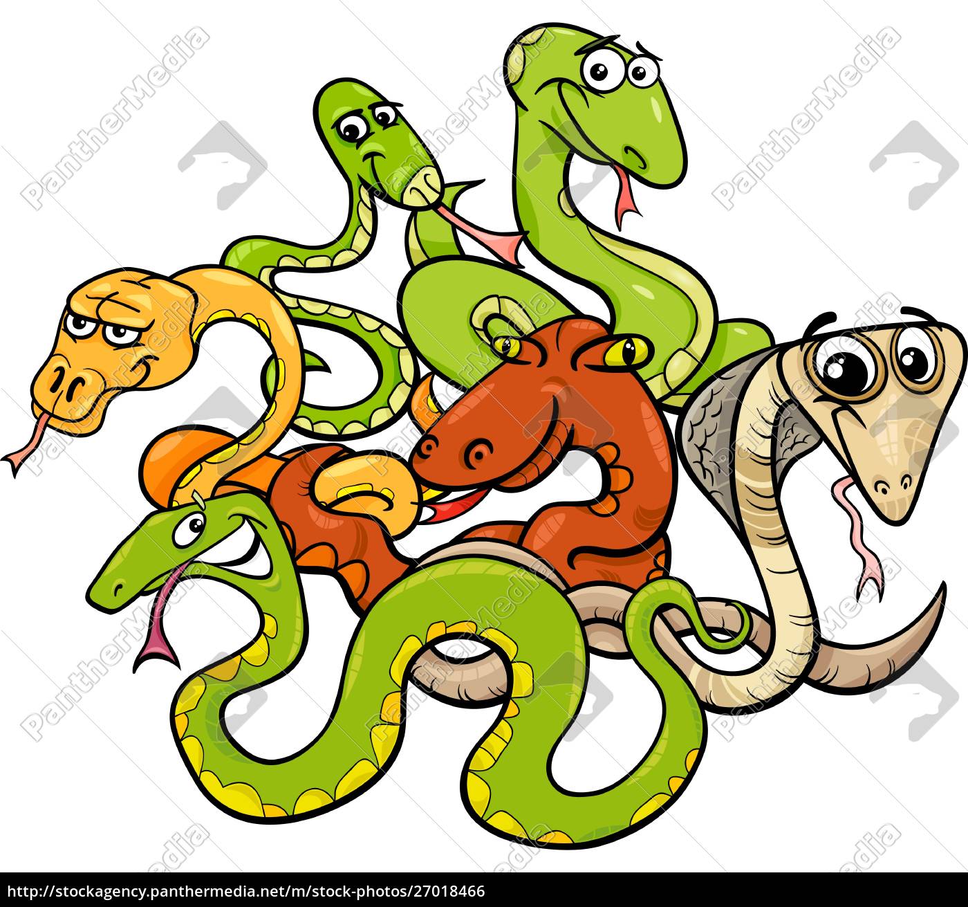 lustige Schlangen Cartoon Tier Figuren - Stock Photo - #27018466