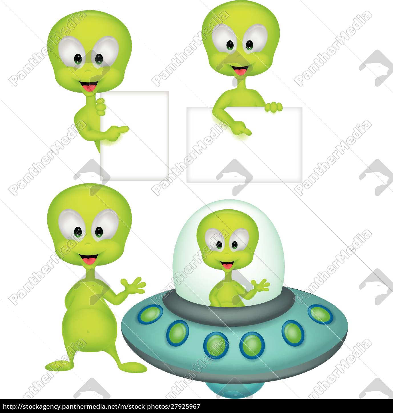 Susse Grune Alien Cartoon Sammlung Set Lizenzfreies Bild 27925967 Bildagentur Panthermedia