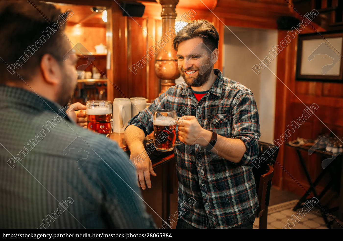 Zwei Männliche Freunde Trinken Bier An Der Theke In Lizenzfreies Foto 28065384 