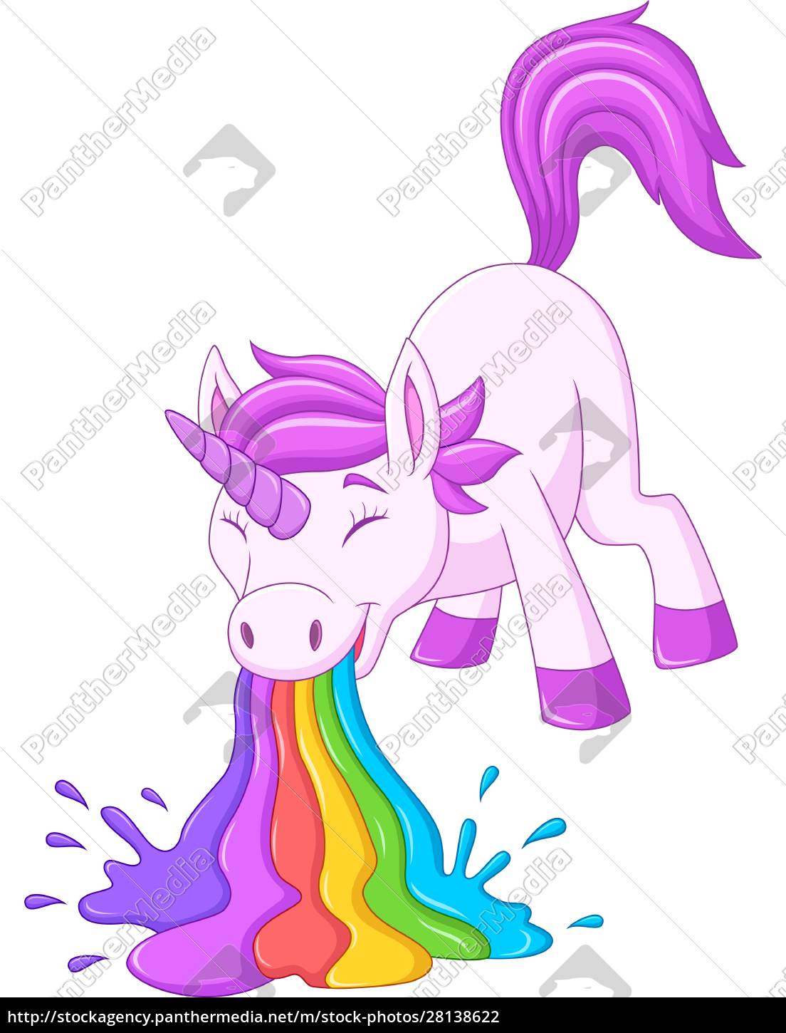 Cartoon Lustige Einhorn Pukes Flussigen Regenbogen Stock Photo 28138622 Bildagentur Panthermedia