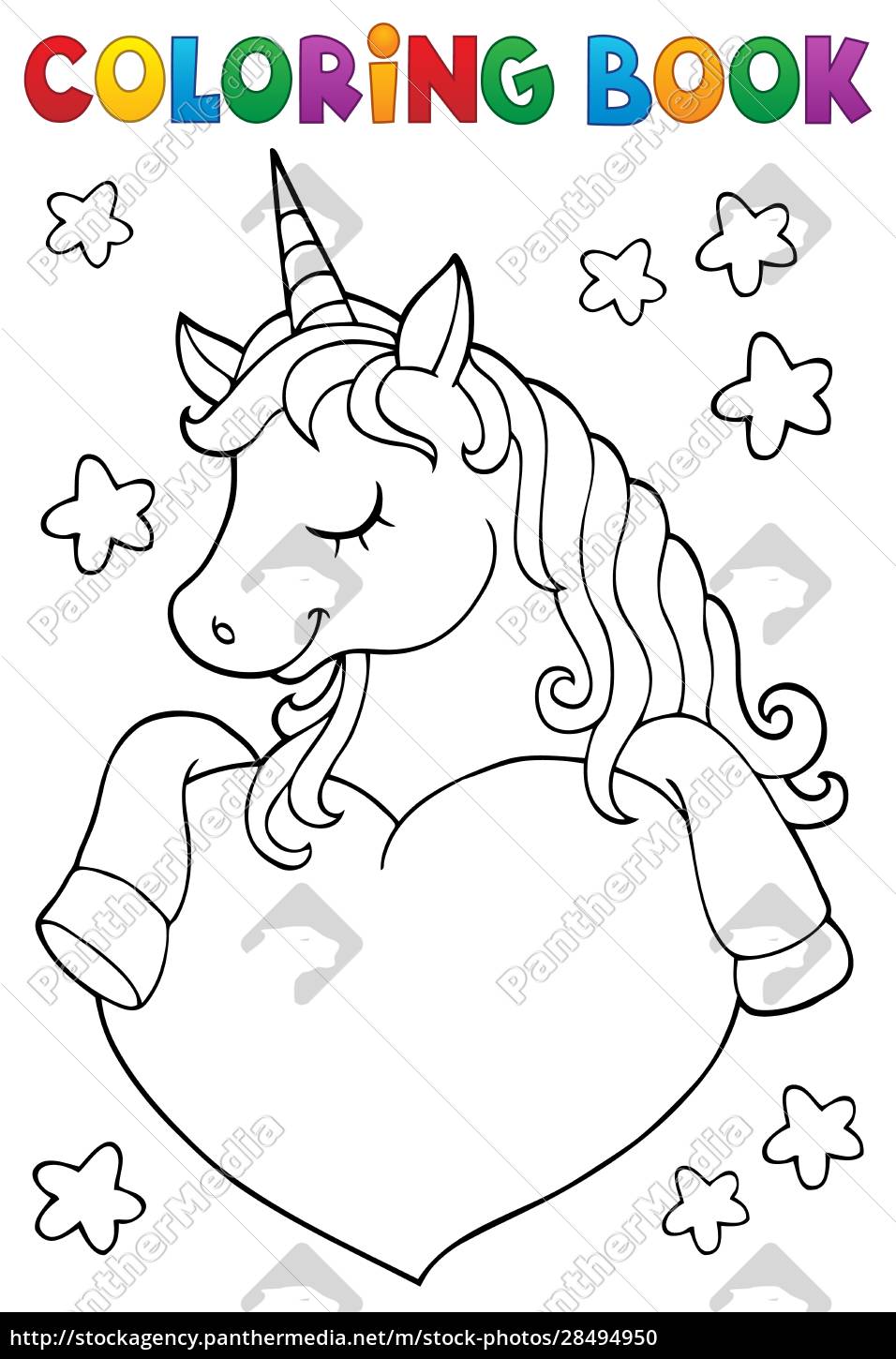 Malbuch Einhorn und Herz 1 - Stock Photo - #28494950 | Bildagentur